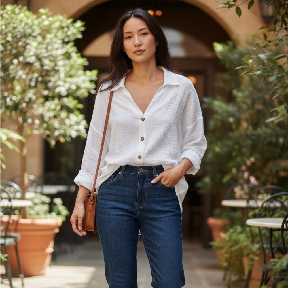 Classic White Button-Down Blouse